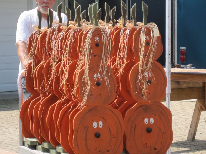 Stacked pumpkin outdoor decor