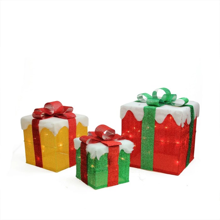 Stacked presents outdoor decor